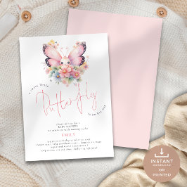 Invitación La mariposa dulce es Baby Shower On Way Florals