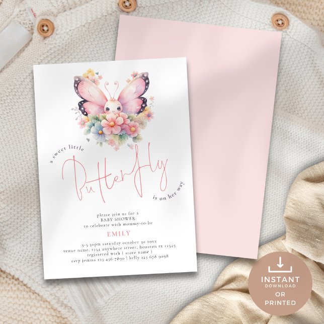 Invitación La mariposa dulce es Baby Shower On Way Florals (Subido por el creador)