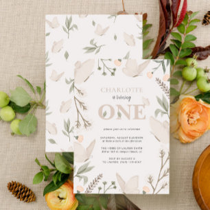 Invitación La mariposa floral cúrcuta cumple un primer cumple