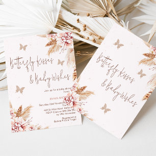 Invitación La mariposa floral rosada besa a Baby Shower