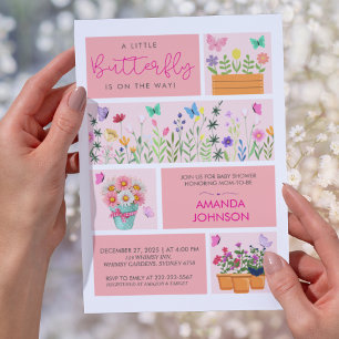 Invitación La mariposa pequeña está de camino a la rosa singu