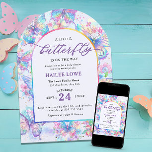 Invitación La Mariposa Pequeña Está En Camino Del Baby Shower