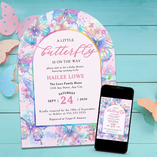 Invitación La Mariposa Pequeña Está En Camino Del Baby Shower (Subido por el creador)