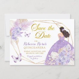 Invitación La Mariposa Púrpura Boho Quinceañera Salva La Fech
