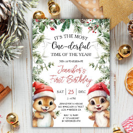 Invitación La más simple | Navidades de ardillas 1er cumpleañ