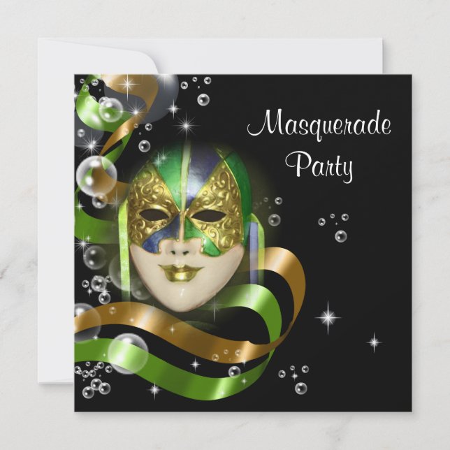 Invitación La máscara del traje del carnaval PERSONALIZA (Anverso)