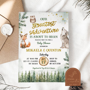 Invitación La mayor aventura bosque animal ducha de bebé Co-E