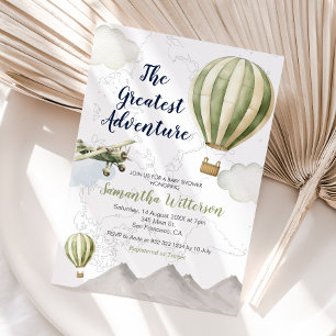 Invitación La mejor aventura del globo aerostático Sage Green
