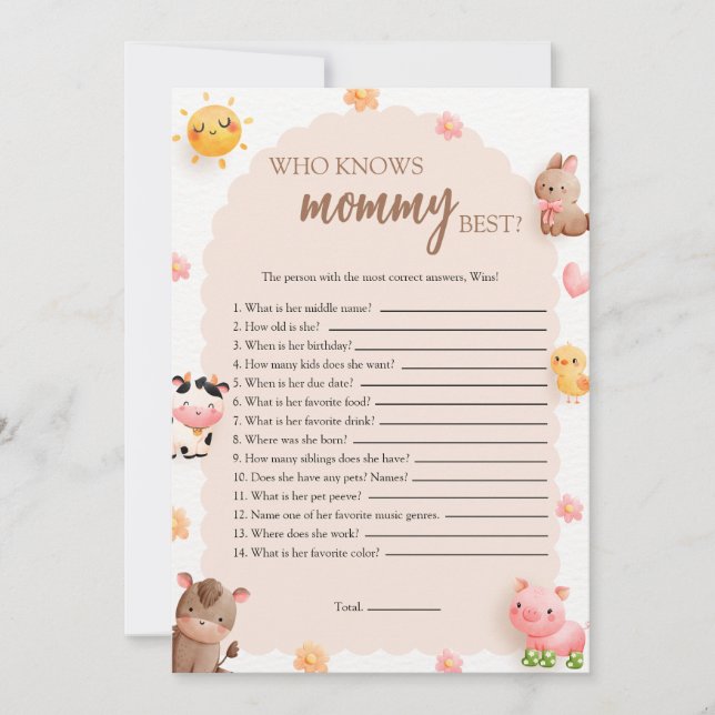 Invitación La mejor carta de juego de mamá quién sabe (Anverso)