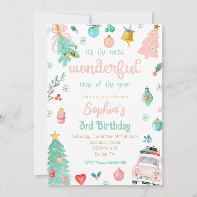 Invitación La mejor época del año en rosa (Anverso)