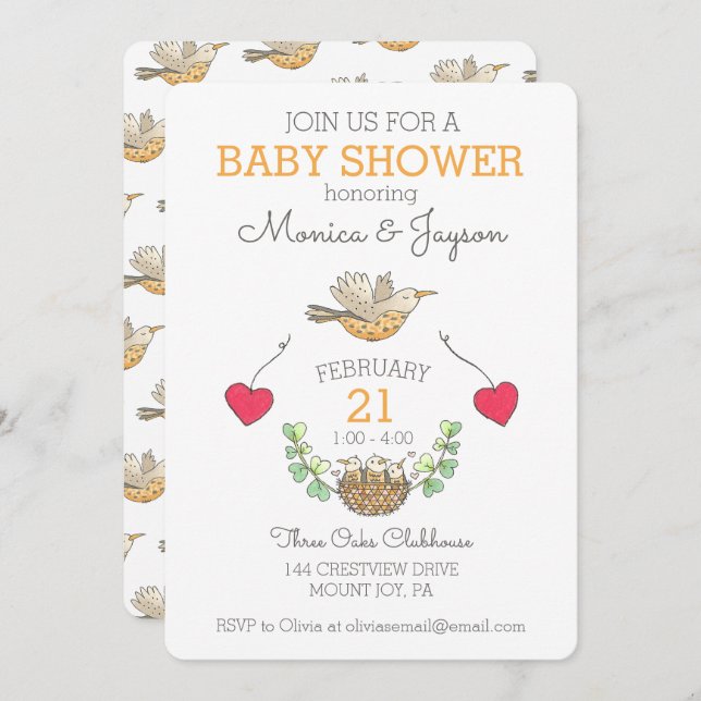 Invitación La mejor mamá de pájaro volando sobre el Baby Show (Anverso / Reverso)