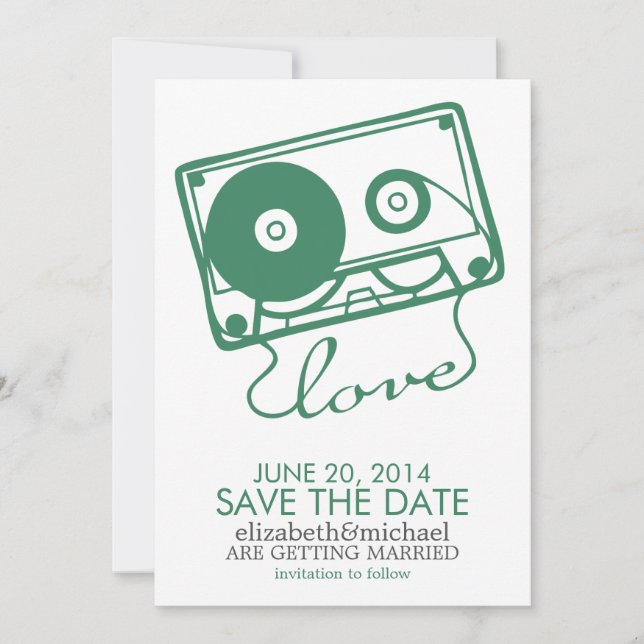 Invitación La mezcla perfecta de boda guardar la fecha {green (Anverso)