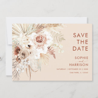 Invitación La minimalista Grasa Boho Pampas Salva La Fecha