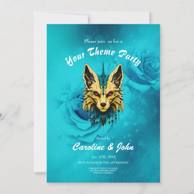 Invitación La misteriosa cabeza de zorro, noble y misteriosa (Anverso)