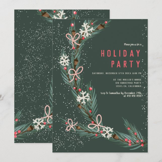 Invitación La mitad de Navidades modernos eran ilustracion de (Anverso / Reverso)