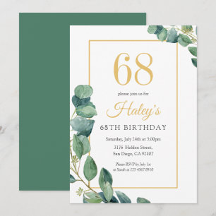 Invitación La Moda de la guirnalda de la vegetación Oro y Sag