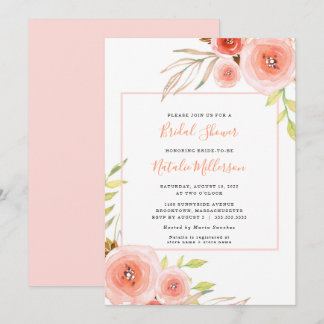 Invitación La moda ducha de novia floral rosa Rubor invitan