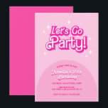 Invitación la moda Let's Go Fiesta pink Birthday<br><div class="desc">Una invitación de cumpleaños de moda rosa para chicas o jóvenes que aman el rosa. Este diseño presenta el título "Let's go fiesta" en una letra retro brillante y negrita.</div>
