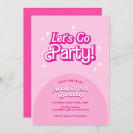 Invitación la moda Let's Go Fiesta pink Birthday