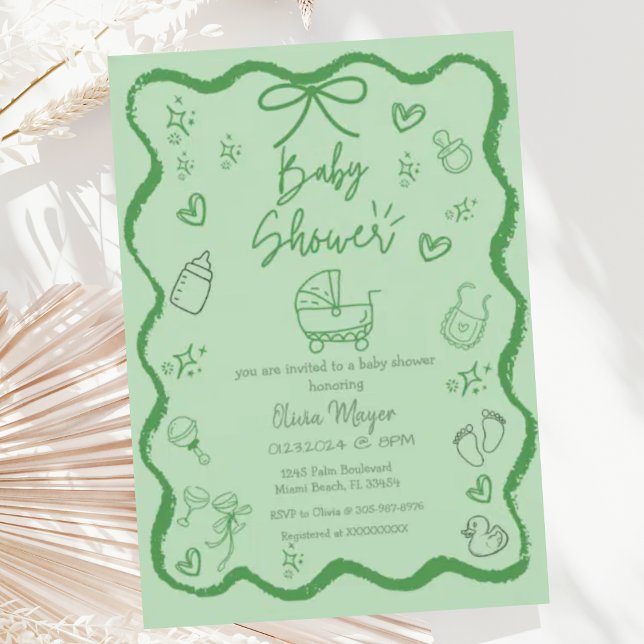 Invitación La moda Mano De Onda Quirky Trasladar Baby Shower (Subido por el creador)