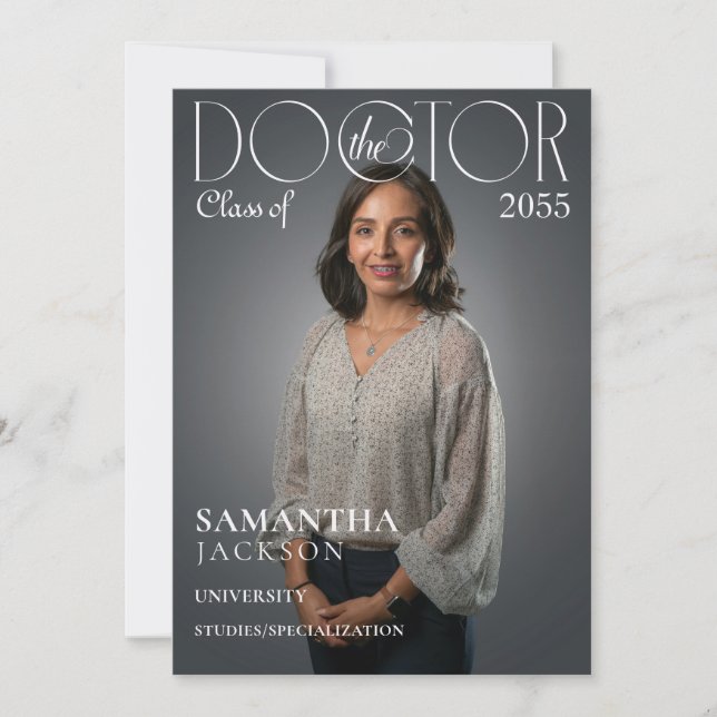 Invitación La Moda Médica Doctoral Graduation Photo Magazine (Anverso)