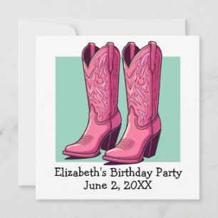 Invitación La moda rosada de la moda Cowgirl Boots Chica Fies