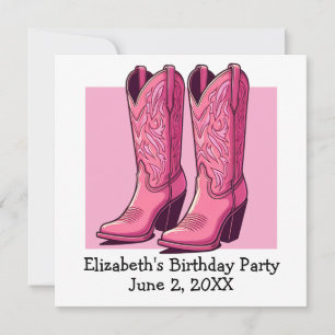 Invitación La moda rosada de la moda Cowgirl Boots Chica Fies