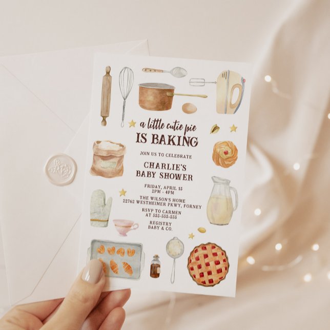 Invitación La moderna acuarela Cutie Pie está haciendo Baby S (Subido por el creador)
