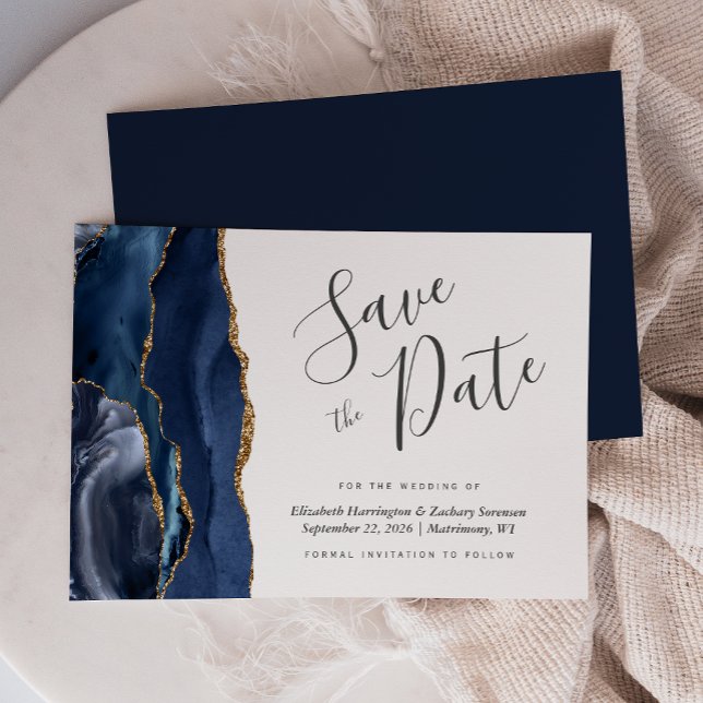 Invitación La moderna agencia de oro azul de la marina salva  (Subido por el creador)