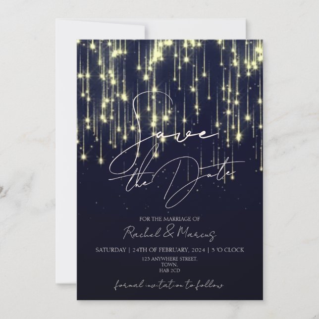 Invitación La moderna boda de caligrafía mínima salva la fech (Anverso)