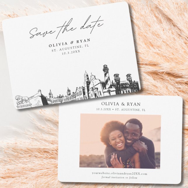Invitación La moderna boda de San Agustín en Florida salva la (St. Augustine Wedding Save the Date with Engagement Photo)