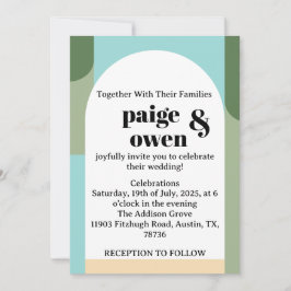 Invitación La moderna boda minimalista invita al azul + verde