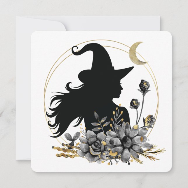 Invitación La moderna bruja contemporánea de Halloween (Anverso)