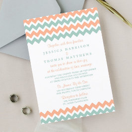 Invitación La moderna colección de Bodas Chevron Peach & Mint