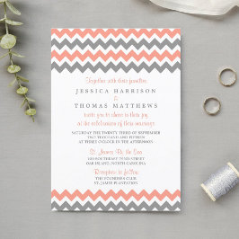 Invitación La moderna colección de Bodas Chevron - rosa y gri