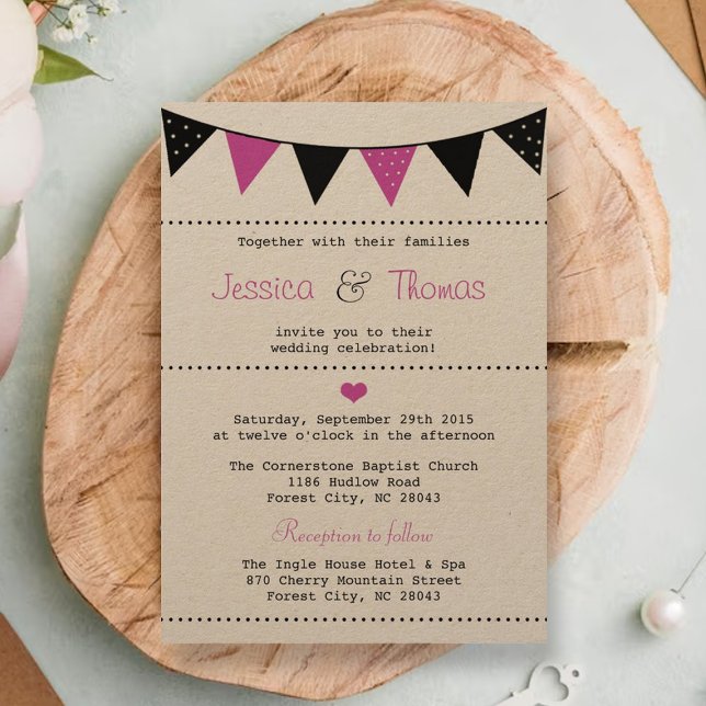 Invitación La moderna colección de Bodas de Bunting (Subido por el creador)