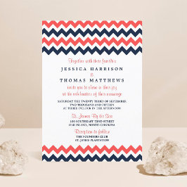 Invitación La moderna colección de Bodas de Chevron Navy & Co