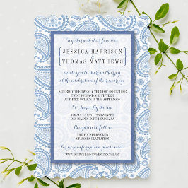 Invitación La moderna colección de Bodas Paisley - Azul