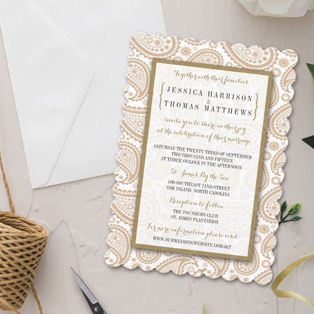 Invitación La moderna colección de Bodas Paisley - Marrón (Subido por el creador)