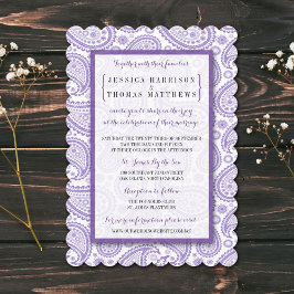 Invitación La moderna colección de Bodas Paisley - Púrpura