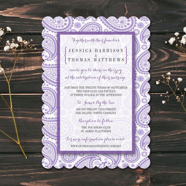Invitación La moderna colección de Bodas Paisley - Púrpura (Subido por el creador)
