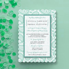 Invitación La moderna colección de Bodas Paisley - Verde