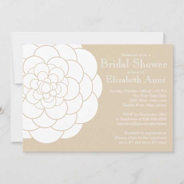 Invitación La moderna ducha nupcial floral Tan Dahlia Bloom (Anverso)