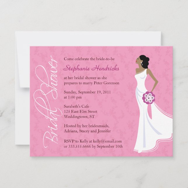 Invitación La moderna elegante ducha de novia rosa (Anverso)