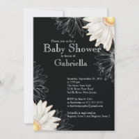 La moderna Gerbera blanca y negra Daisy Baby Showe