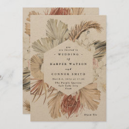 Invitación La moderna jungla tropical floral de Kraft Pampas