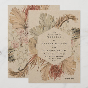 Invitación La moderna jungla tropical floral de Kraft Pampas