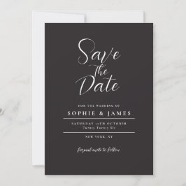Invitación La moderna Minimalista boda negra salva la fecha
