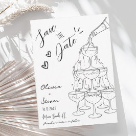 Invitación La moderna torre de champagne con mano