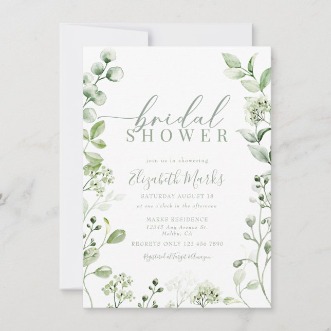 Invitación La moderna vegetación de la ducha de novia botánic (Anverso)